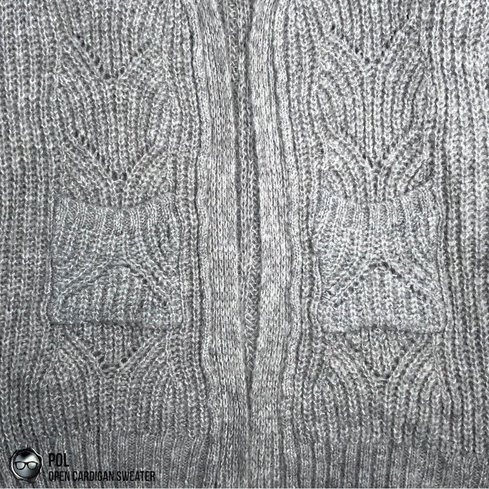POL CHUNKY CABLE KNIT DUSTER CARDIGAN SWEATER HEATHER GREY WOMEN’S SIZE MEDIUM - Picture 8 of 15